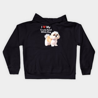 Cute Malshi Shih Tzu Dog I Love My Crusty White Dog Puppy Kids Hoodie